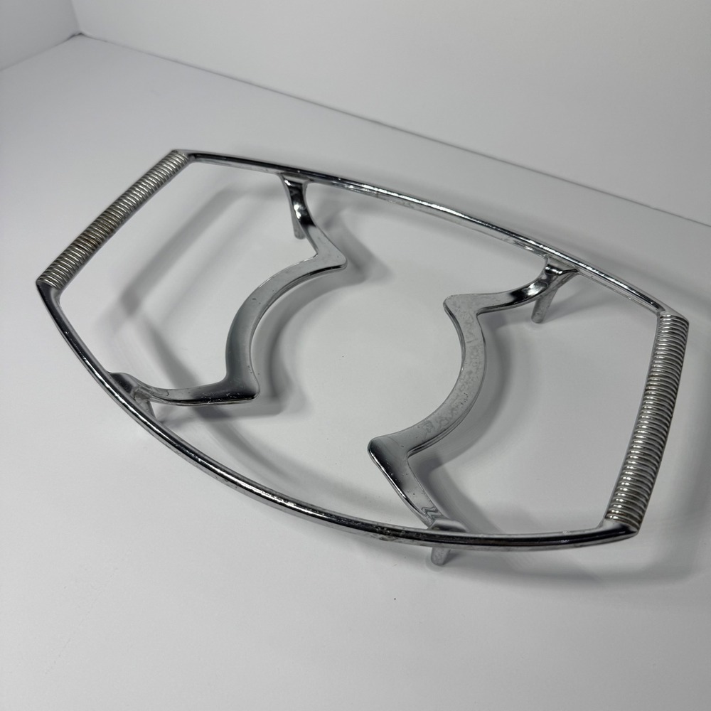 Vintage Corning Ware P-11-M Chrome‎ Serving Cradle Ribbed Handle Roaster Trivet - Picture 2 of 9